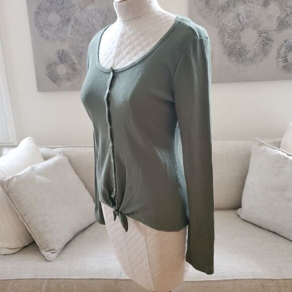 Ultra Flirt Juniors' Tie-Hem Thermal Top Sz Lg - Picture 6 of 13